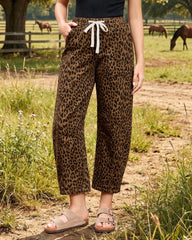GRAPENT Barrel Jeans pull-on elastic waist with adjustable drawstring for easy wear