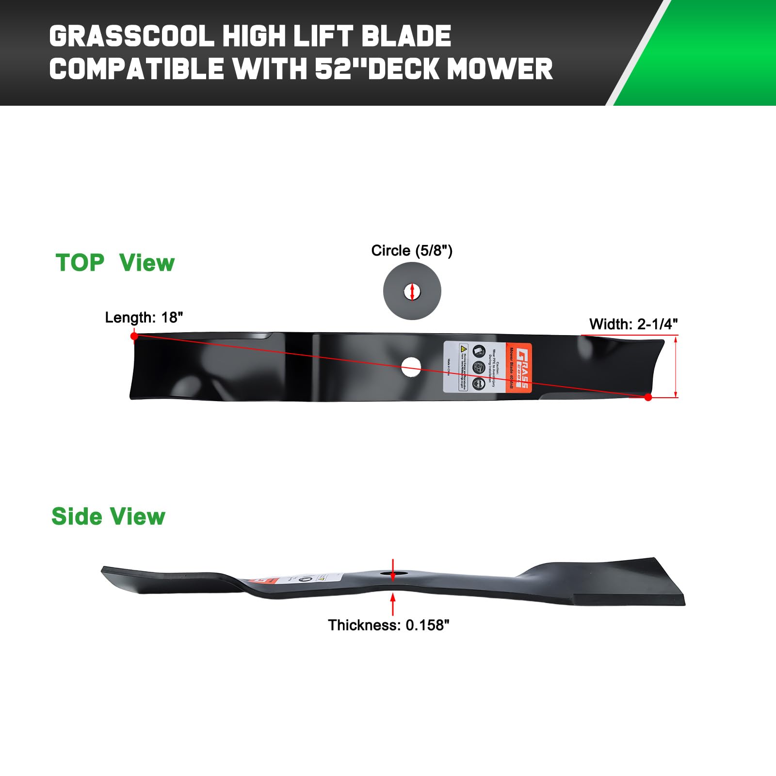 Grasscool 3 blade pack for 52 inch mowers with Ariens and Gravely compatibility