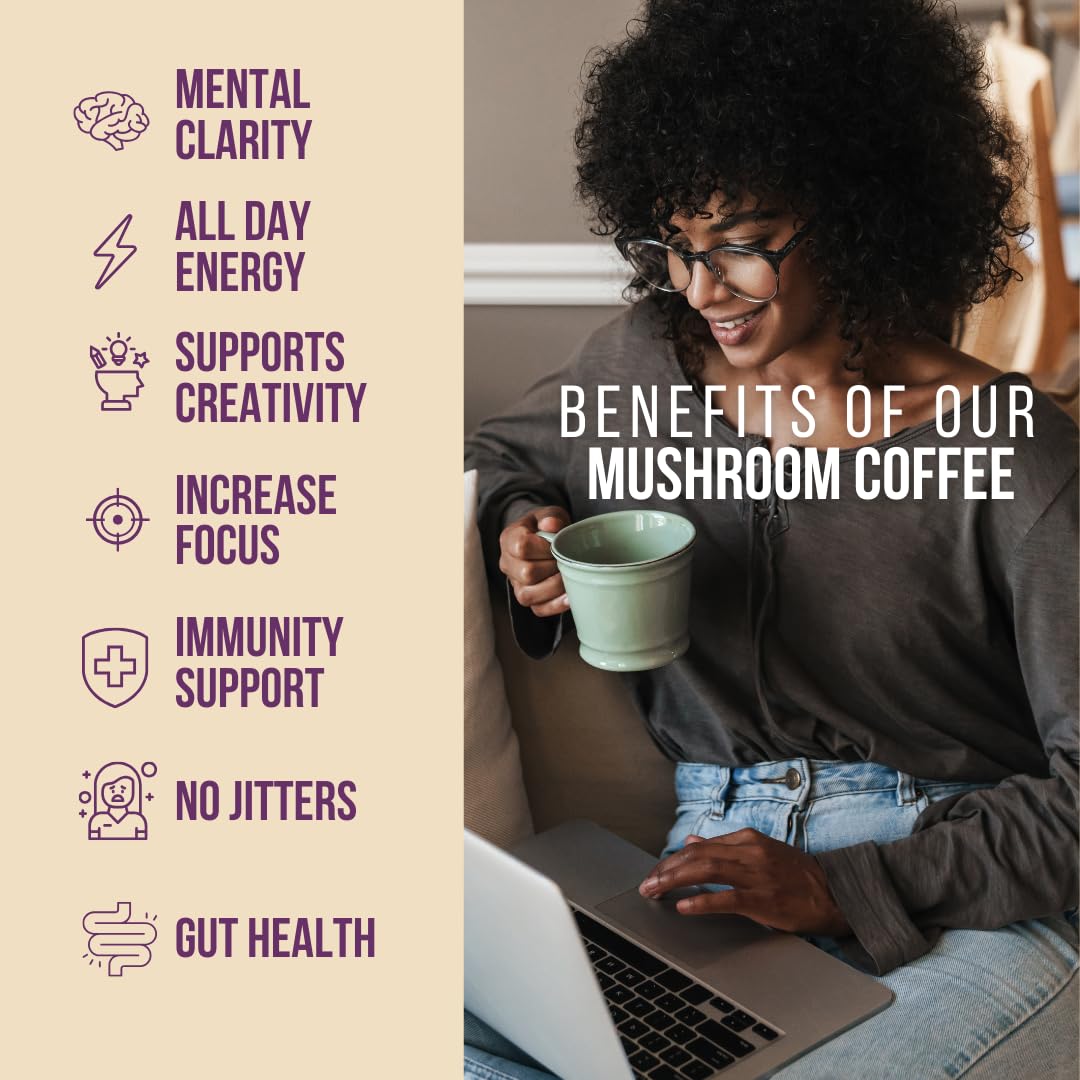 Cup of Grateful Earth mushroom coffee with a cinnamon aroma