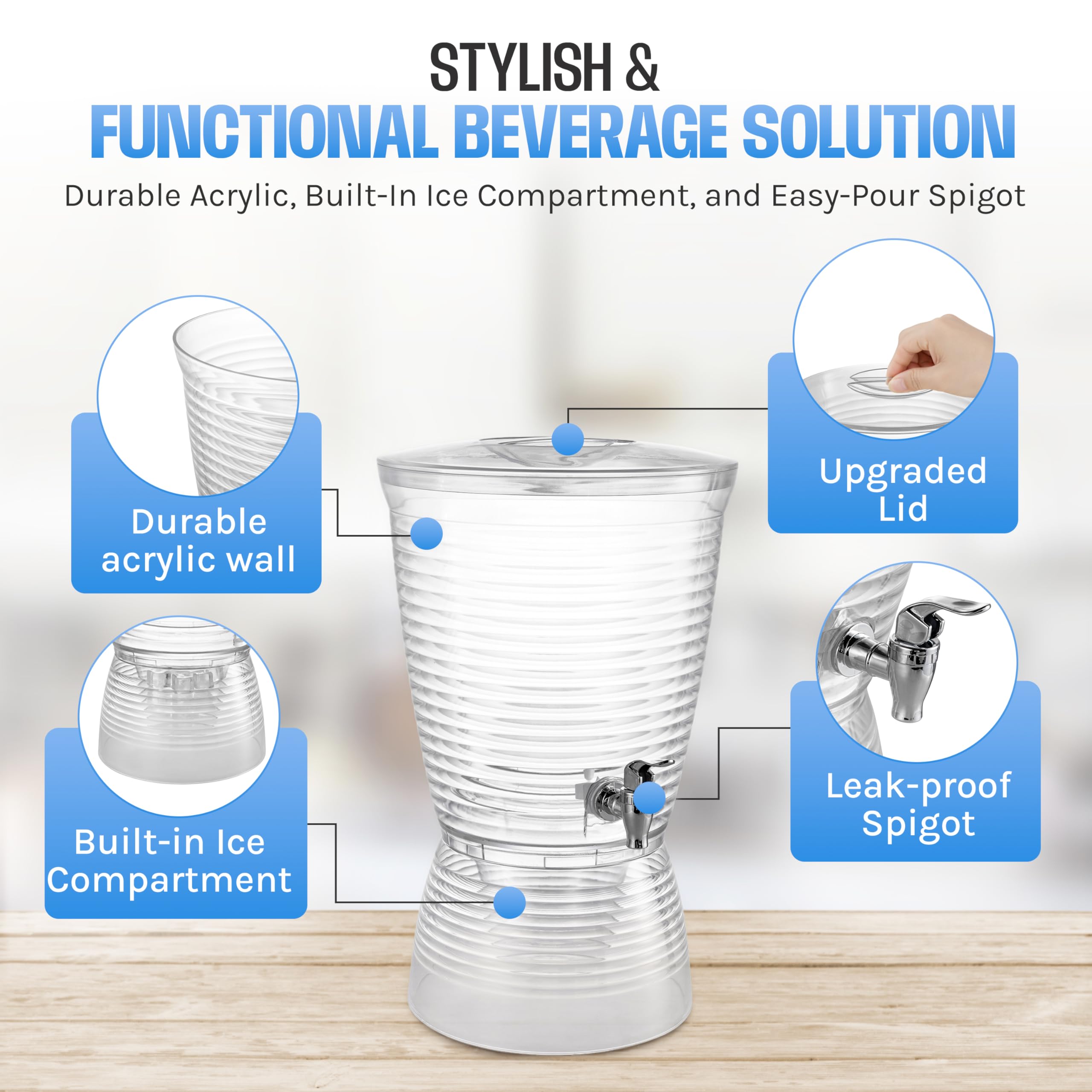 GRAXON drink dispenser stylish design fits any decor.