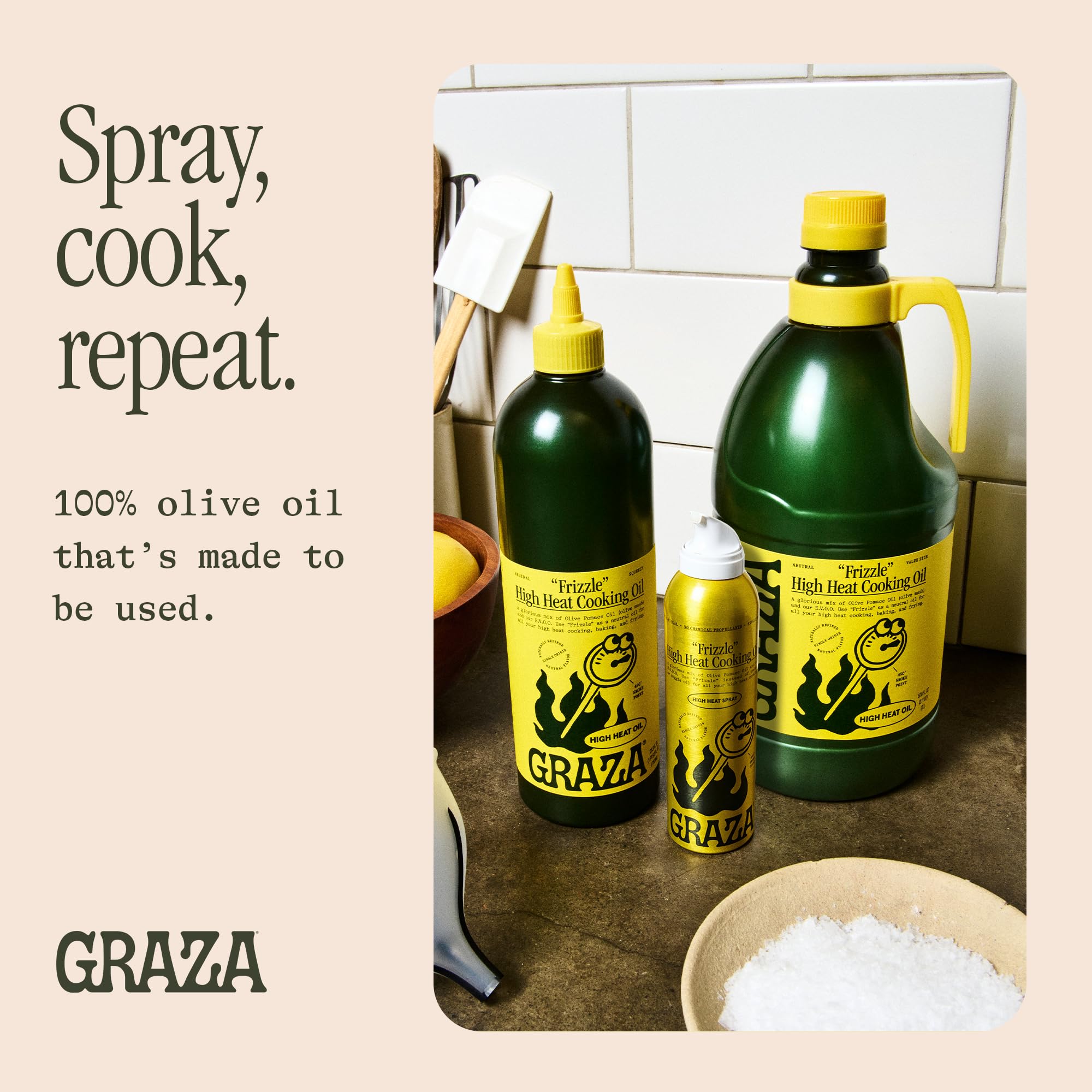 Graza Frizzle grilling sear preserves flavor with a neutral finish.