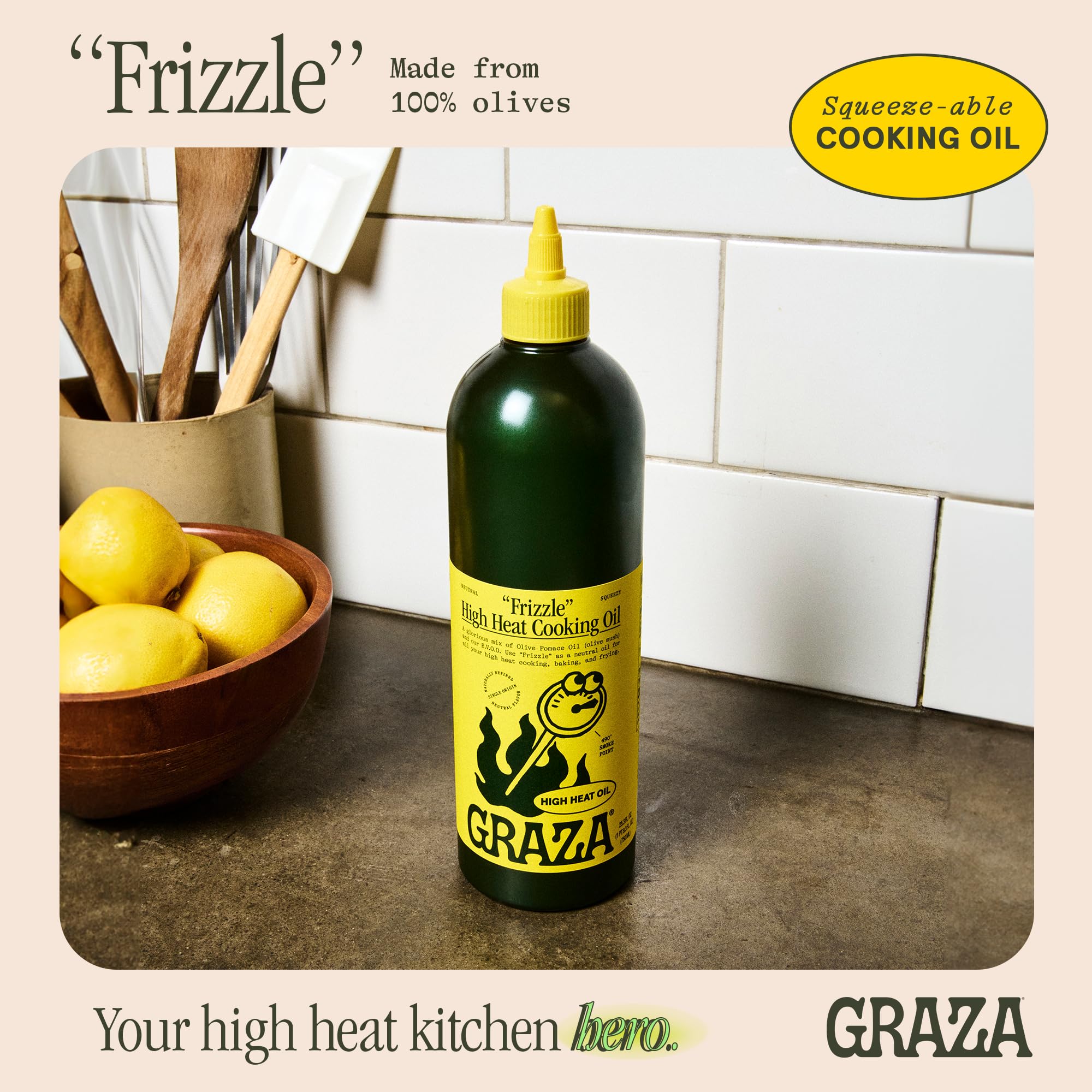 Graza Frizzle sears steak with a neutral flavor and high smoke point.