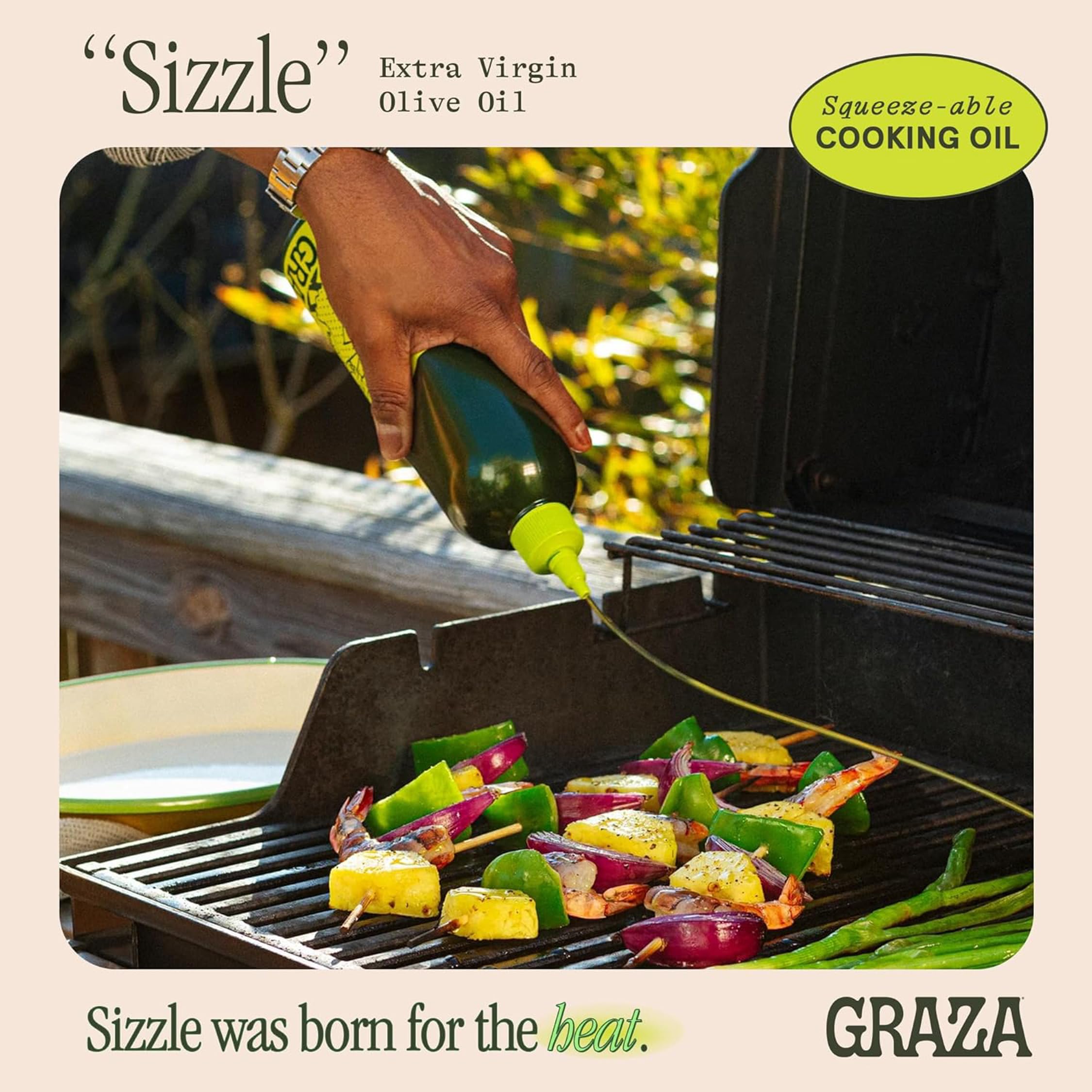 Graza Sizzle squeeze bottle, easy to measure and drizzle.
