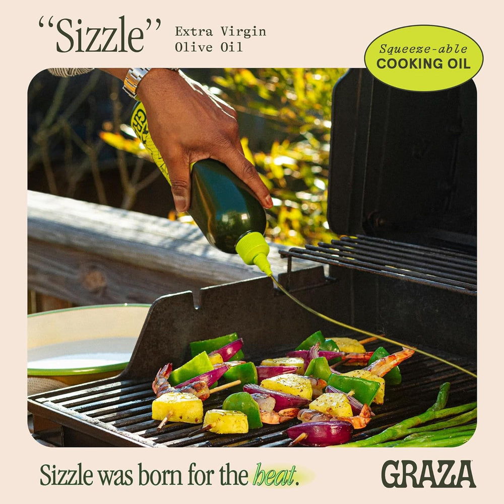 Graza Sizzle squeeze bottle, easy to measure and drizzle.