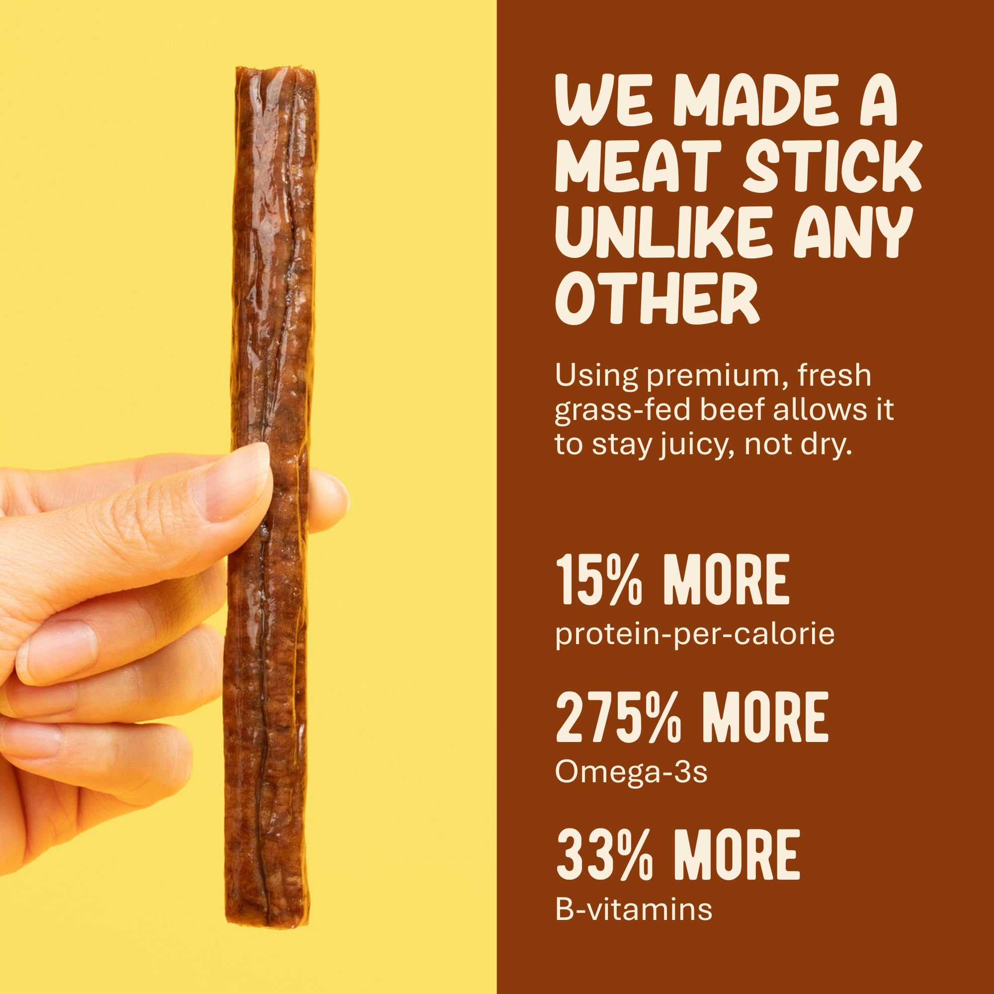 Grazly grass-fed beef sticks offer a rich, meaty texture and balanced flavor.
