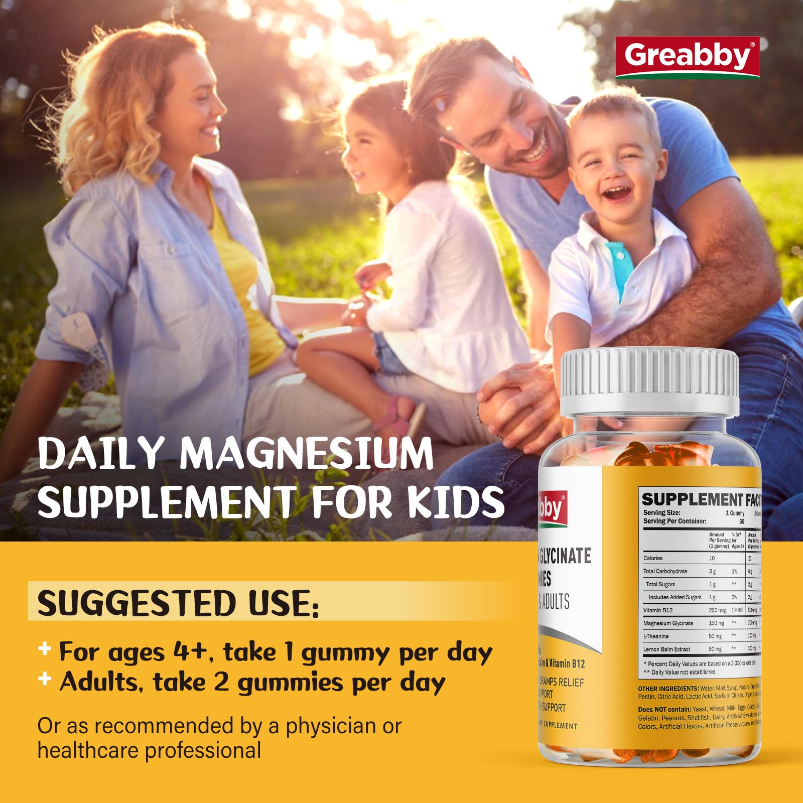 GREABBY gummies served to child, illustrating family-friendly use