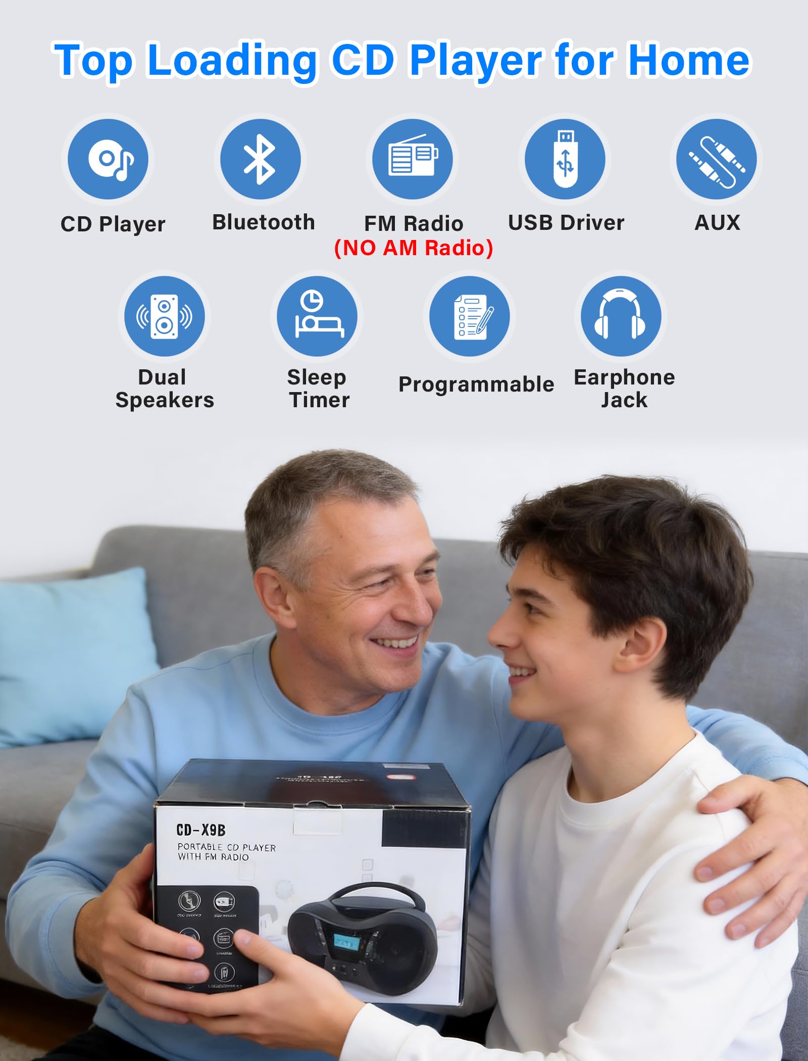 Greadio Boombox Bluetooth pairing for quick wireless streaming from a phone or tablet.
