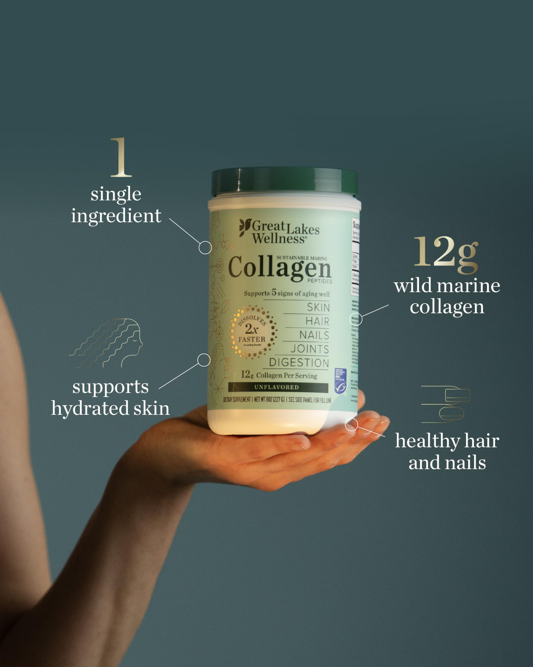 Great Lakes Wellness collagen blends easily into a smoothie
