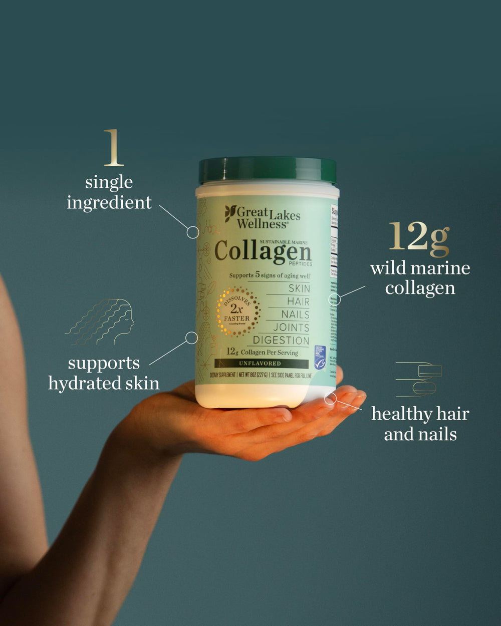 Great Lakes Wellness collagen blends easily into a smoothie