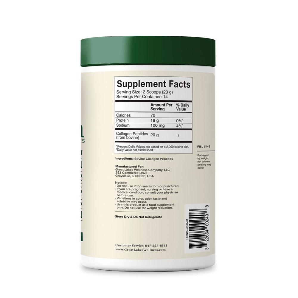 Great Lakes Wellness collagen peptides powder scoop for precise daily portions.