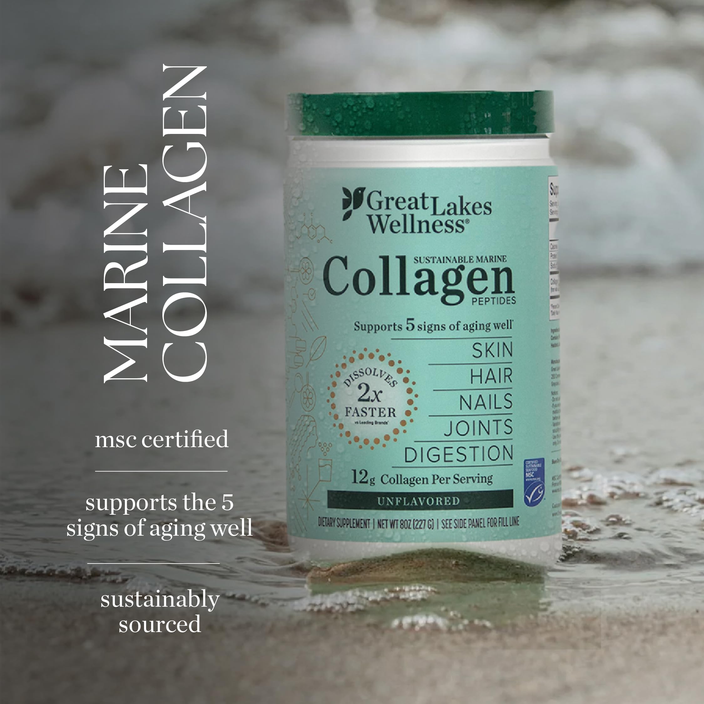 Close-up of hydrolyzed collagen texture showing grit-free consistency
