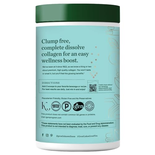 Great Lakes Wellness unflavored collagen powder with a neutral appearance