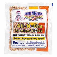 Great Northern Popcorn 8oz pack kernels ready to pop for movie night