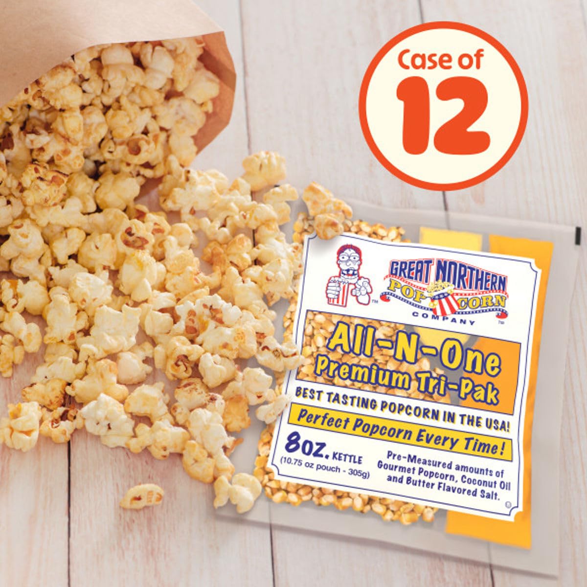 Great Northern Popcorn coconut oil and butter salt packs for consistent flavor.