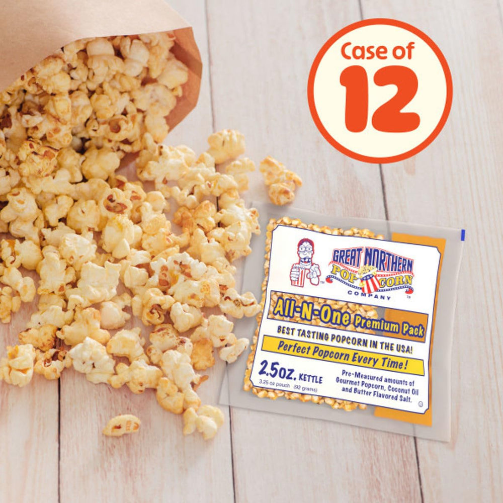 Great Northern Popcorn premeasured packs designed for 2.5 to 3-ounce kettles.