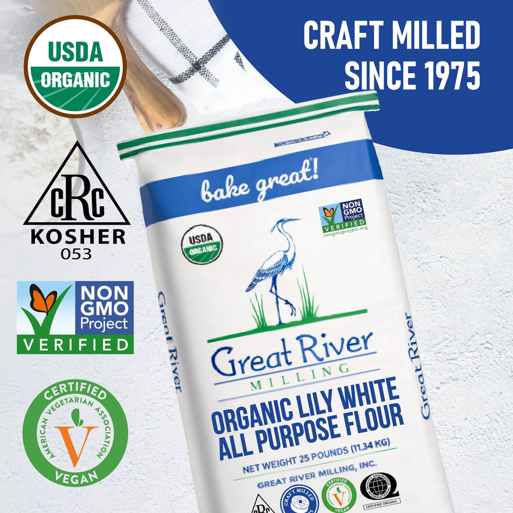 Great River Milling Lily White Flour kitchen scene baking in progress
