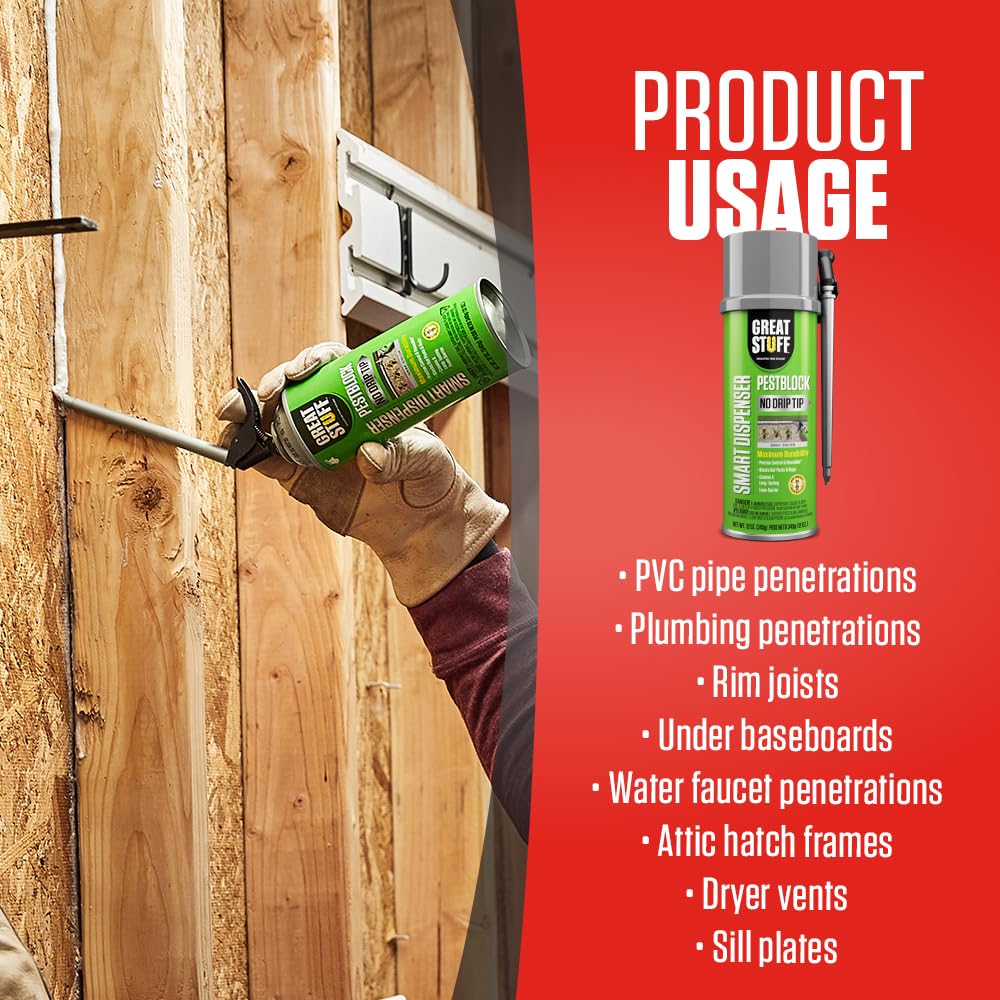 Great Stuff Pestblock supports energy efficiency by sealing cracks.