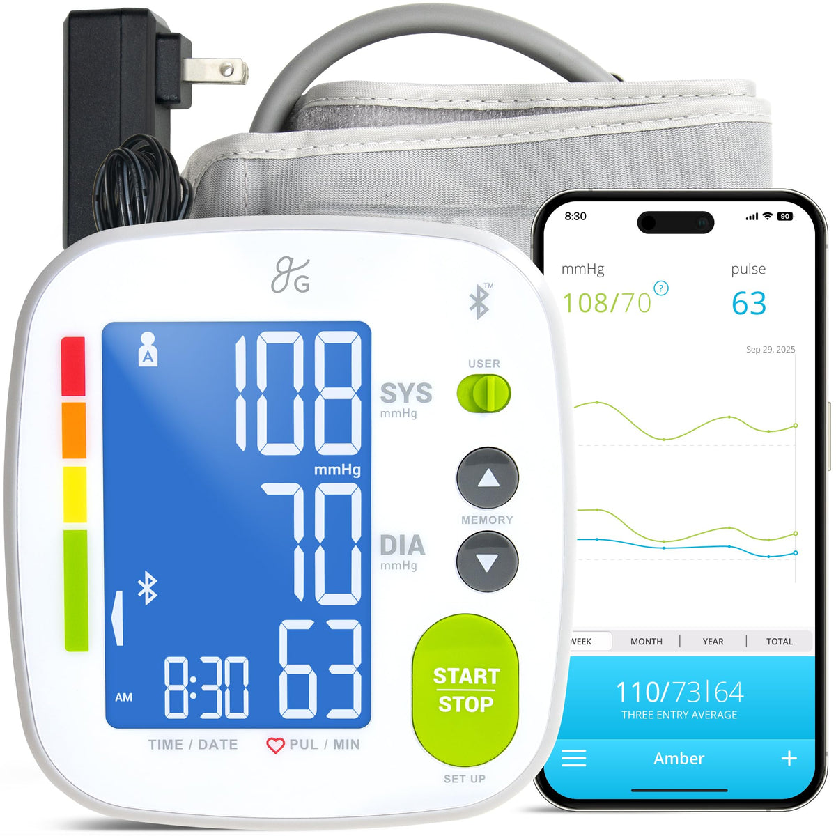 Greater Goods BP Monitor front display shows clear numbers for quick readings