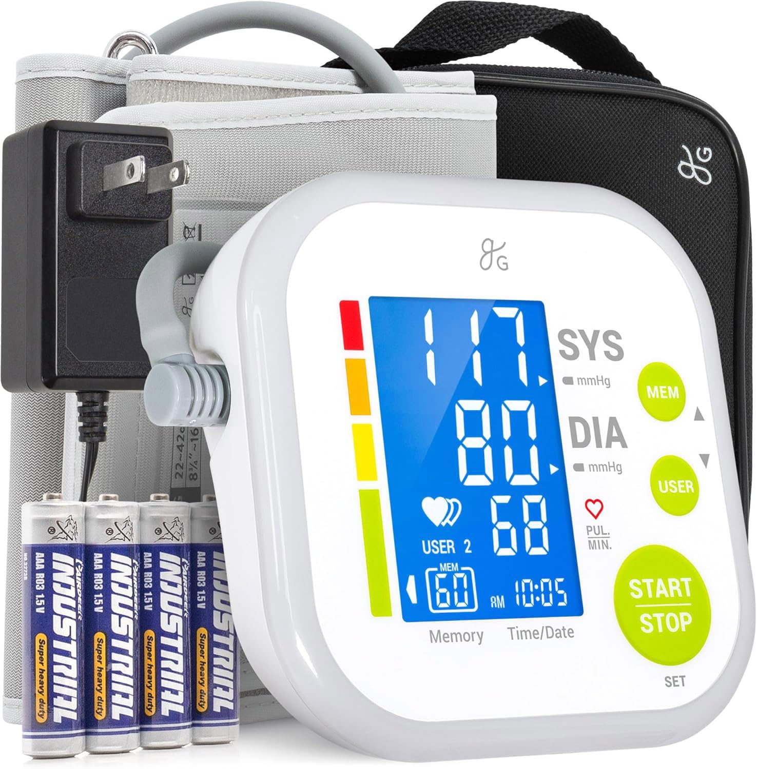 Greater Goods BP monitor display with large backlit readings for easy visibility