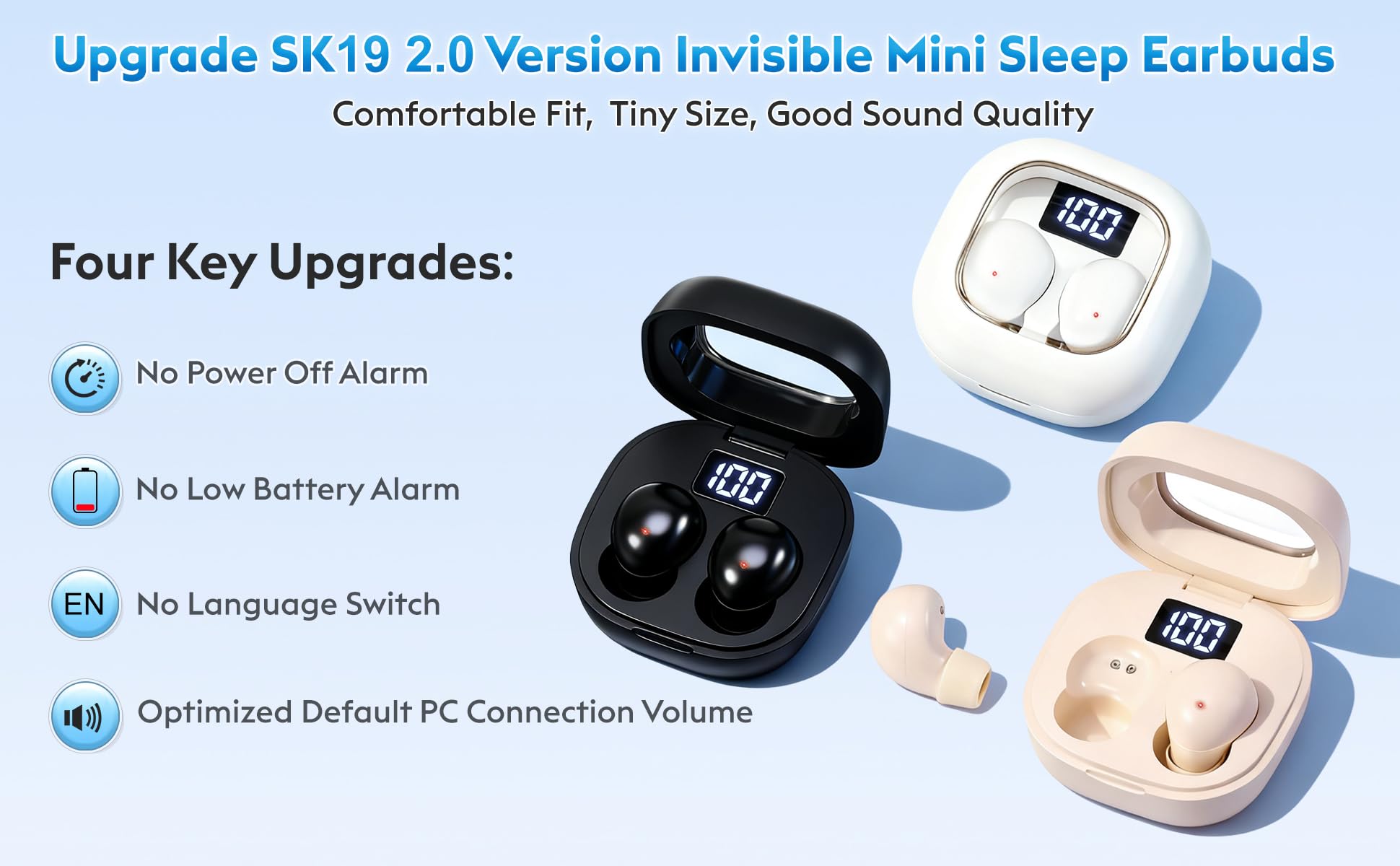 GreatQIQI invisible mini sleep earbuds side profile with slim design for side sleeping.