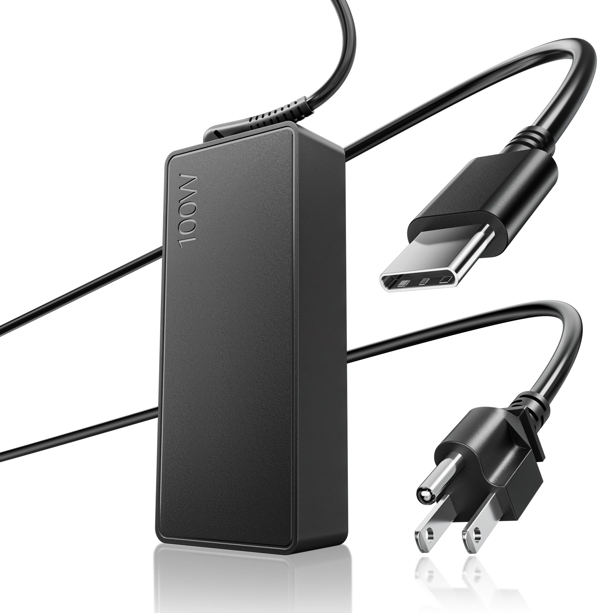 GreBed 100W GaN USB-C charger front view, compact travel power for laptops.