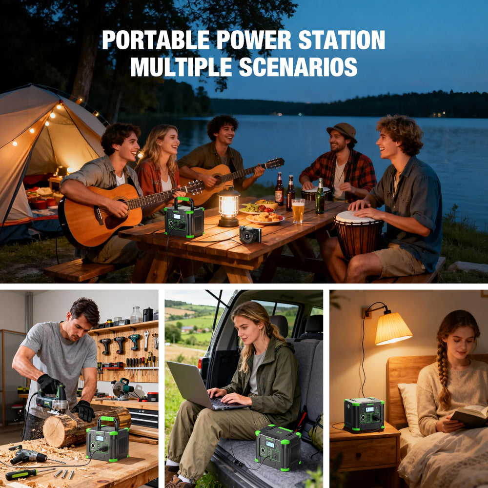GRECELL outdoor camping scenario with solar recharging