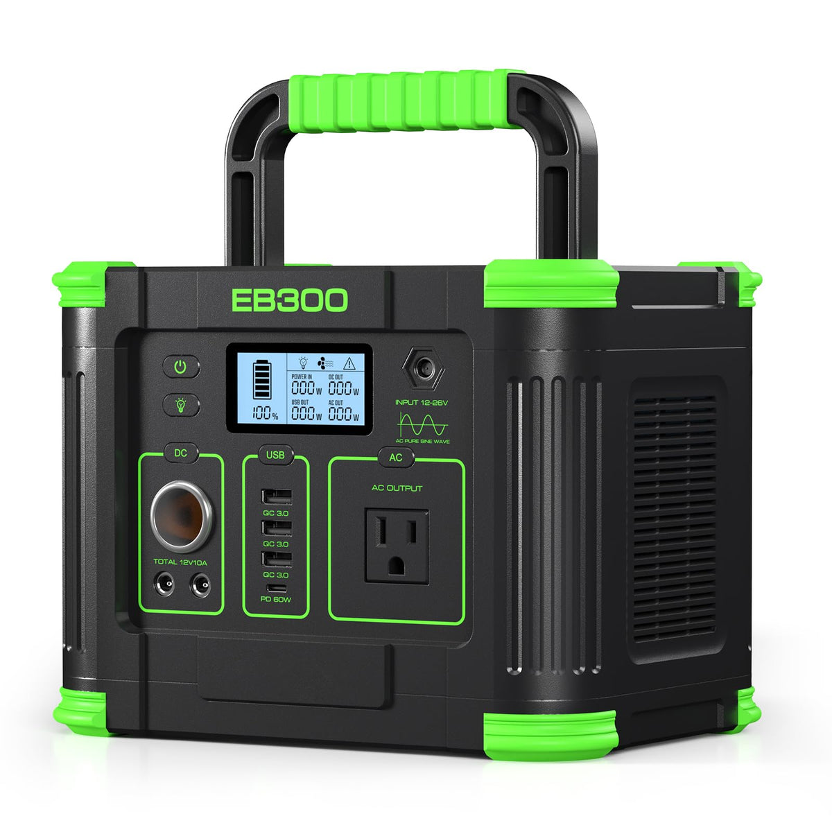 GRECELL portable power station 300W front view for reliable on-the-go charging