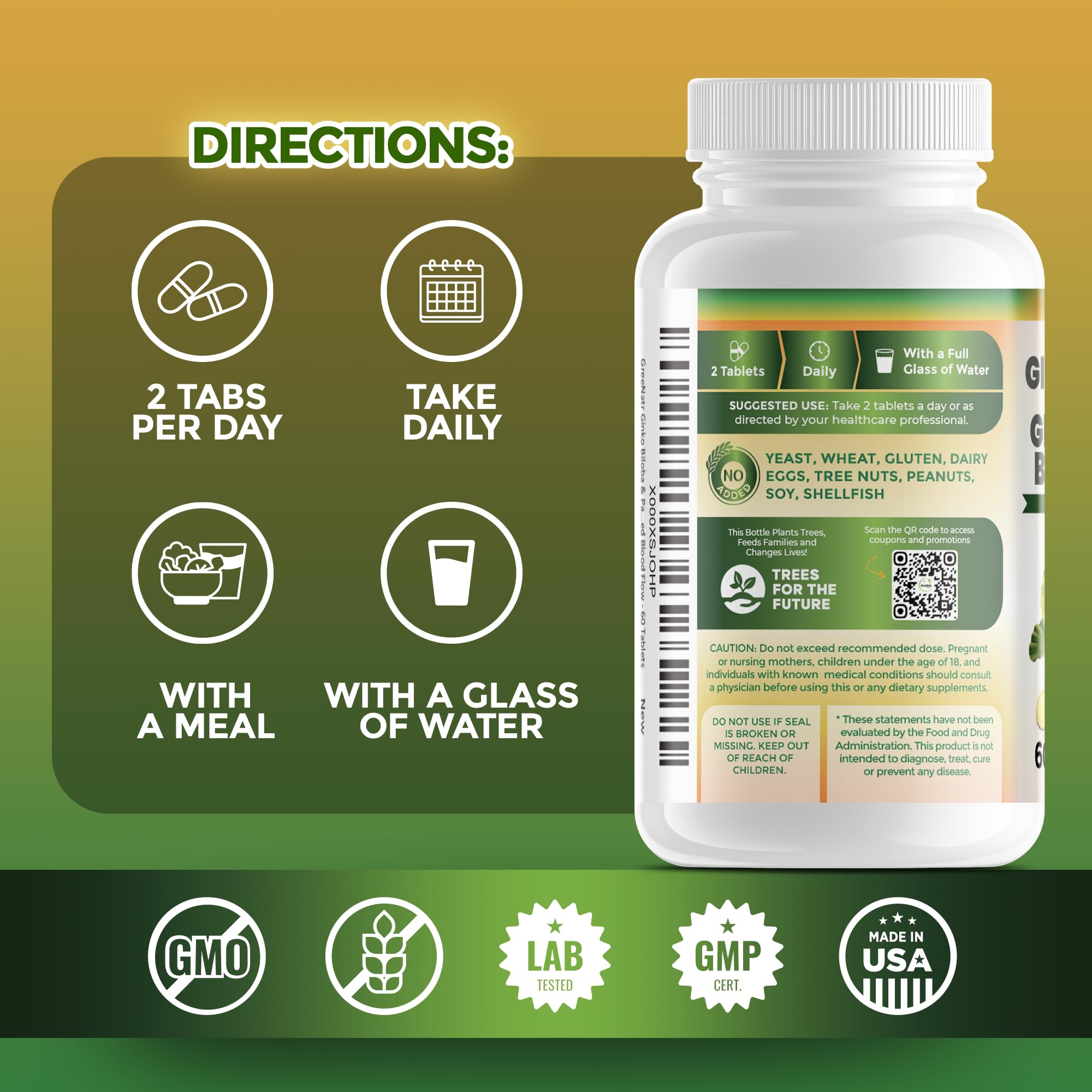 GreeNatr brain health tablets close-up signaling enhanced focus support.