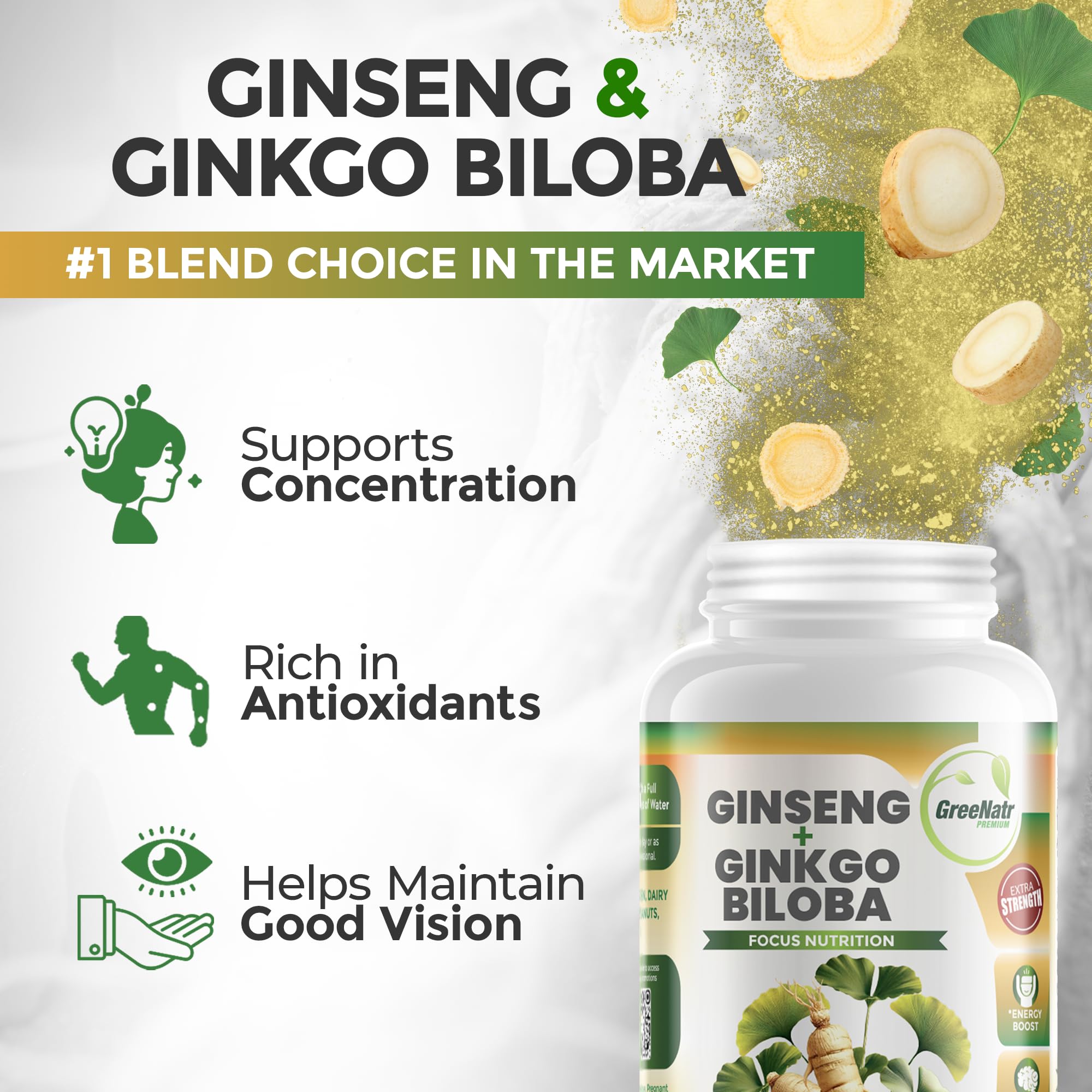 GreeNatr Panax Ginseng tablets sustain energy for busy days.