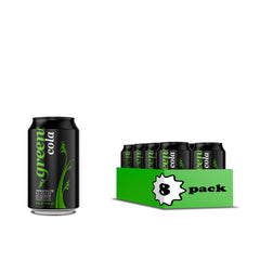 Green Cola bottle with ice, zero-calorie refreshment option.