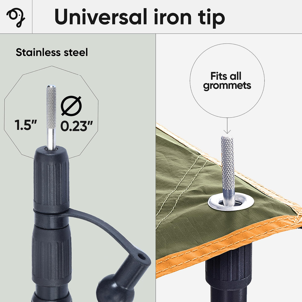 Green Elephant silicon tip covers protect tarp centers when anchoring.