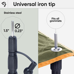 Green Elephant silicon tip covers protect tarp centers when anchoring.