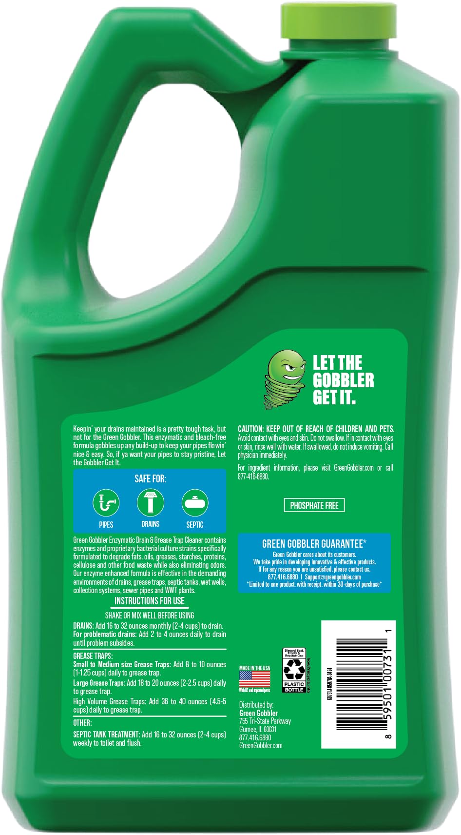 Green Gobbler anti-glug action reduces splashing during application.