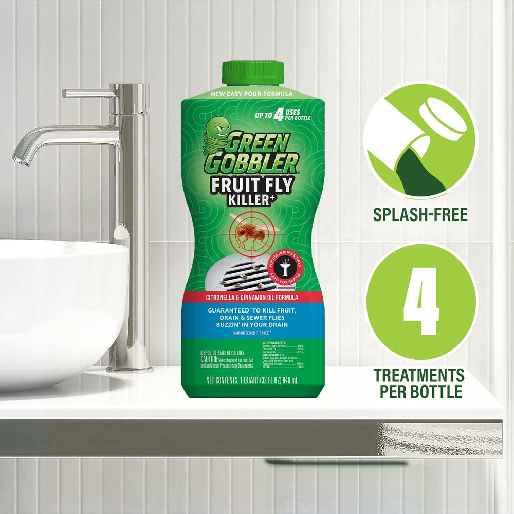 Green Gobbler anti glug technology reduces splashing during pours