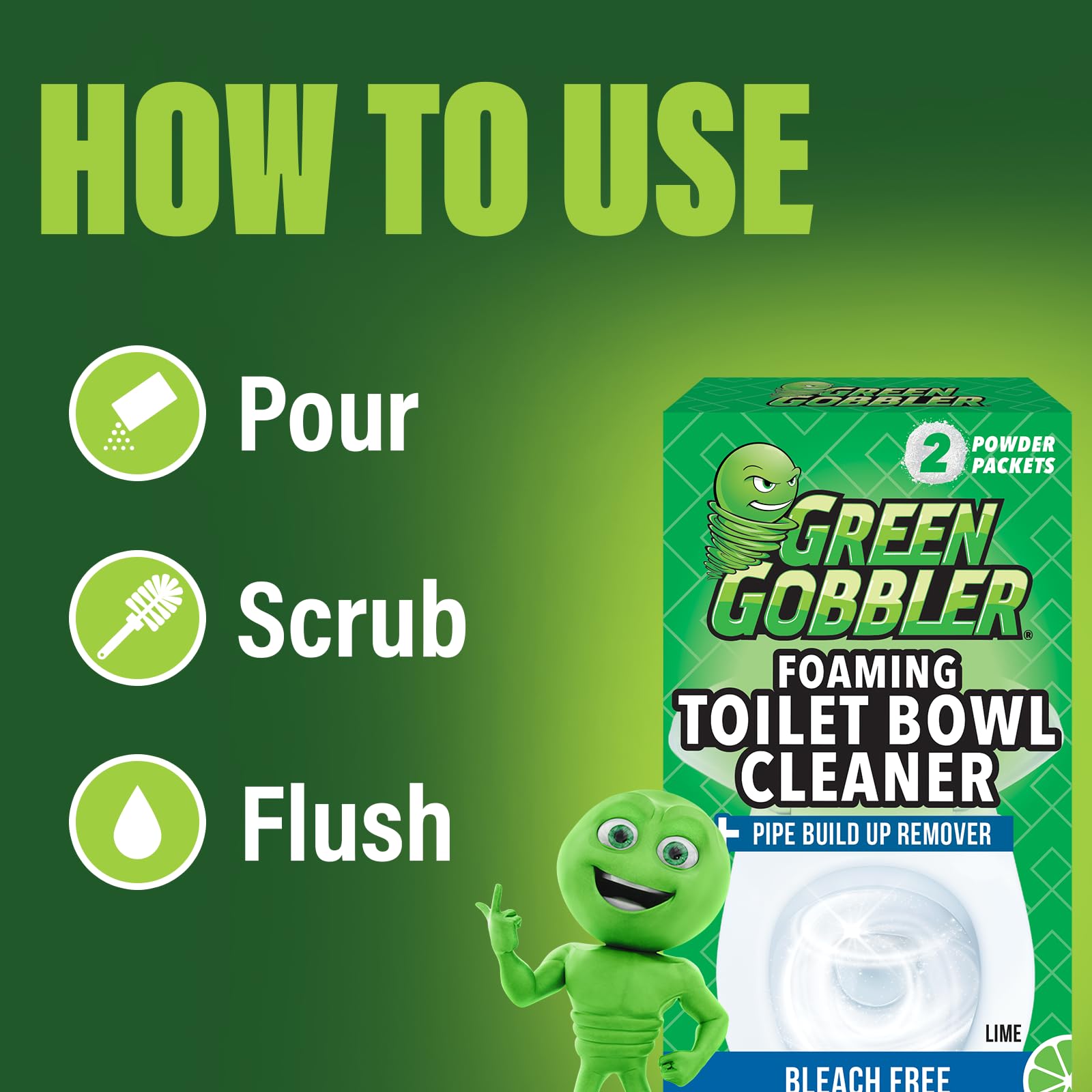 Green Gobbler bottle-dispensing-foam demonstrates convenient application and even coverage.