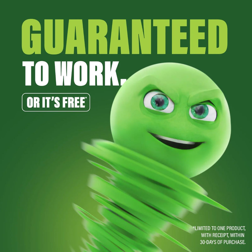Green Gobbler bottle with usage guidance for easy home use