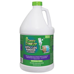Green Gobbler Emergency Septic Sludge Remover bottle pour showing easy flush use and accessibility.