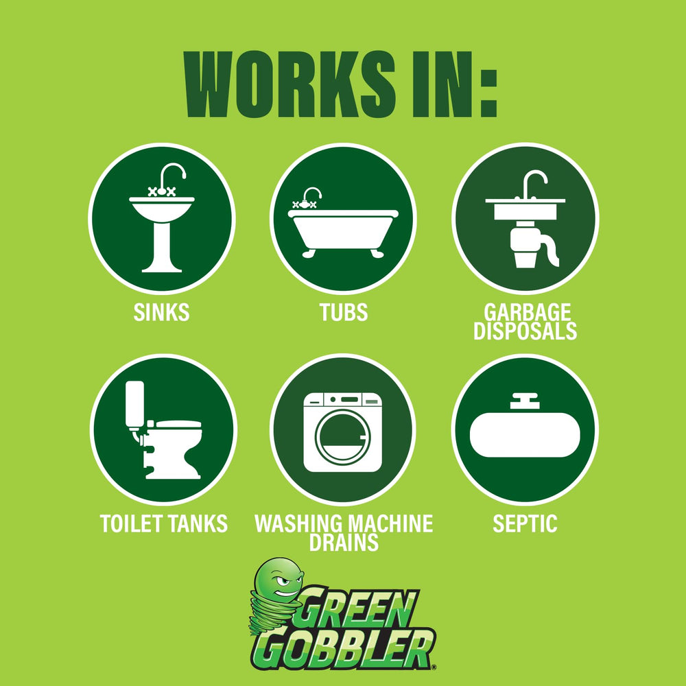 Green Gobbler enzyme formula close-up highlighting active ingredients.
