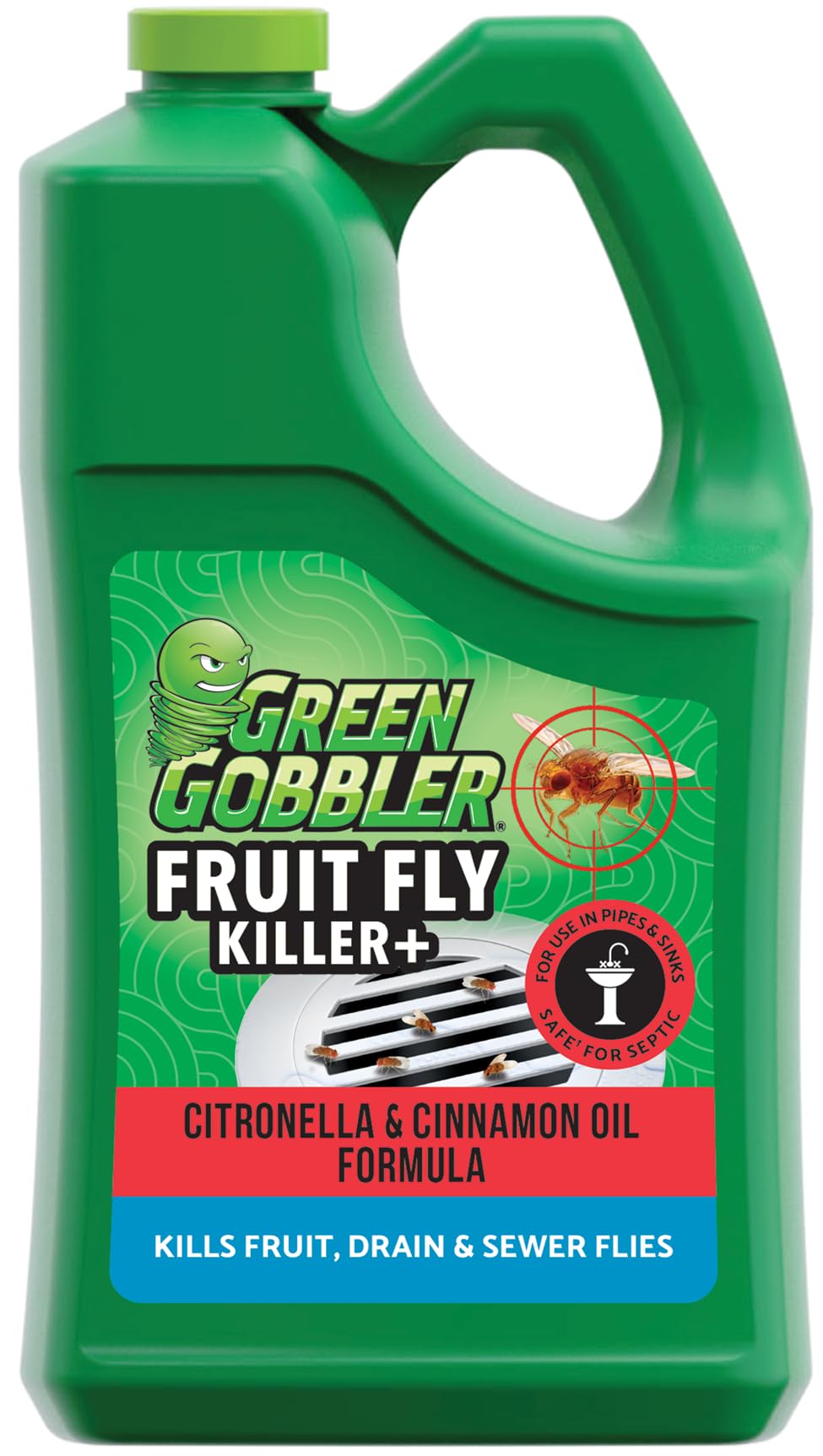 Green Gobbler Fruit Fly Goodbye Gel bottle pour to start drain treatment