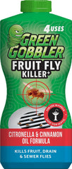 Green Gobbler fruit fly killer gel bottle ready for rapid drain fly control