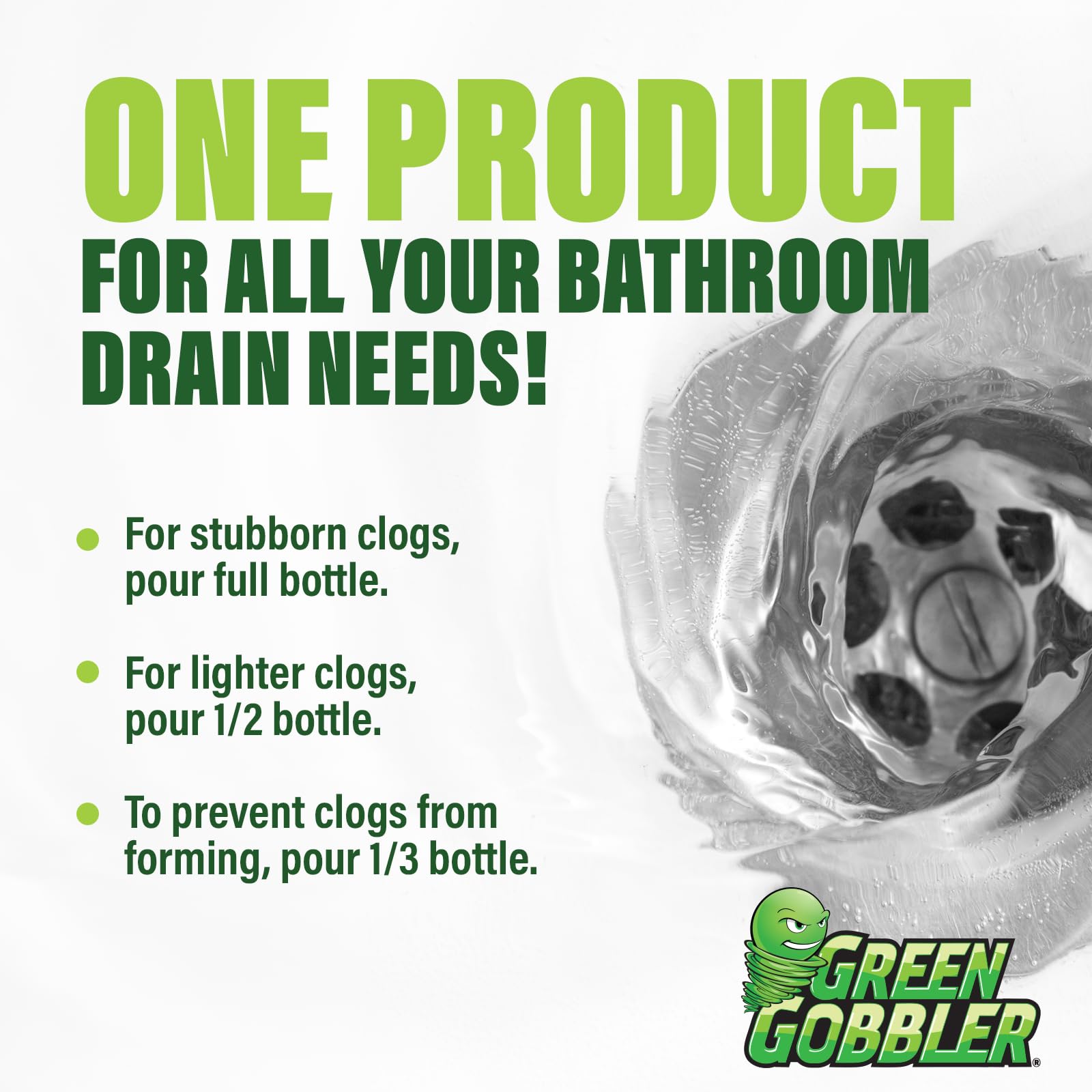 Green Gobbler kitchen sink cleaner dissolves grease and soap scum