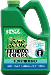 Green Gobbler Toilet Clog Defense packaging showing product and brand, signaling clog protection
