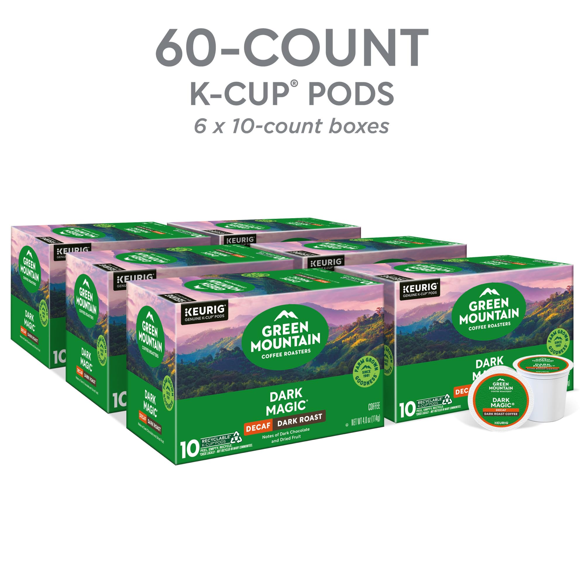 Green Mountain Arabica beans deliver depth in Dark Magic Decaf.