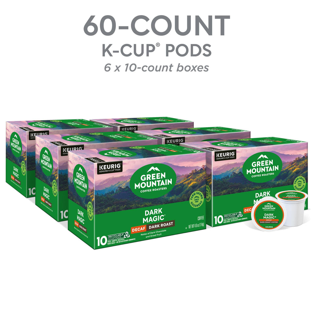 Green Mountain Arabica beans deliver depth in Dark Magic Decaf.