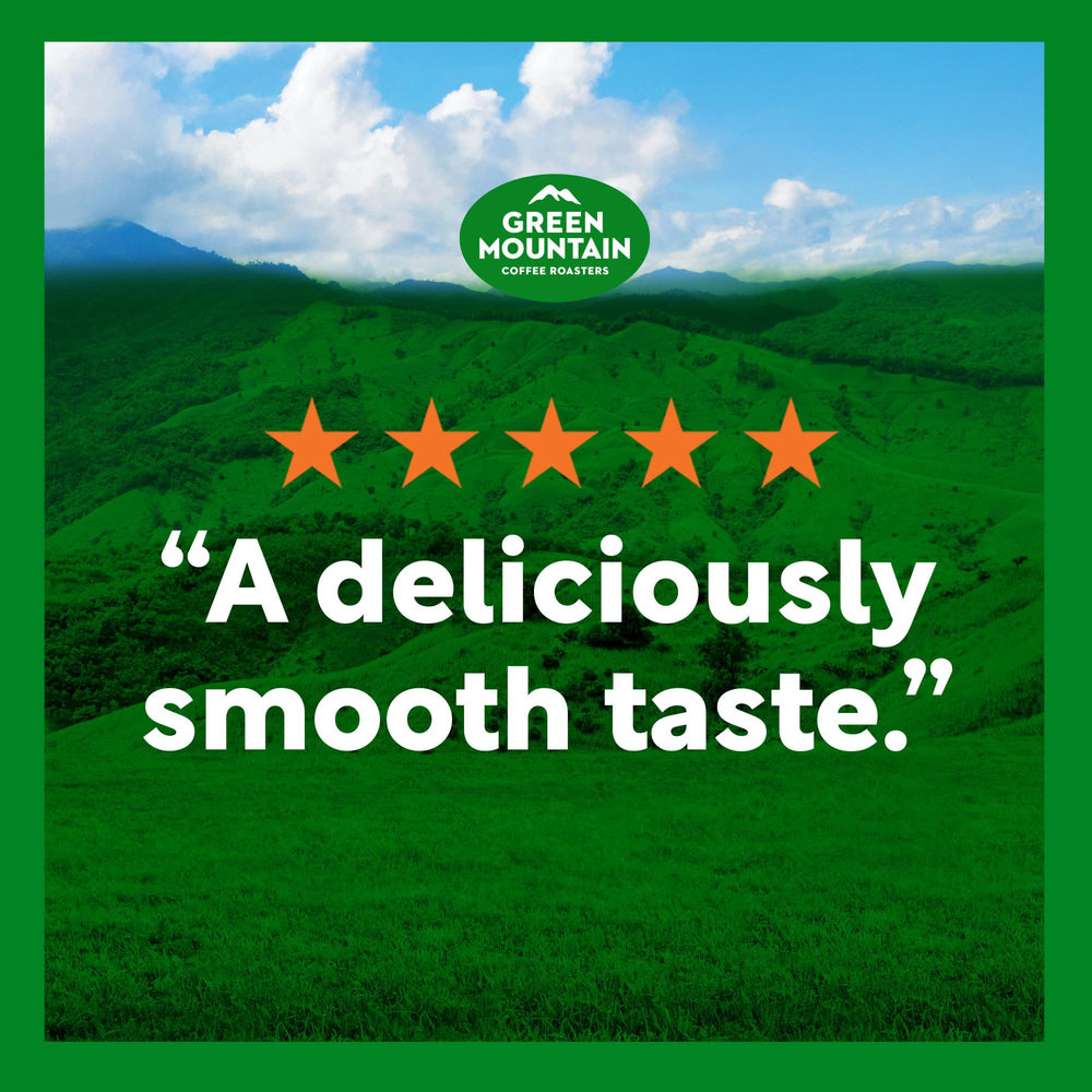 Mountains and Brewers scene reflect Green Mountain brand heritage.