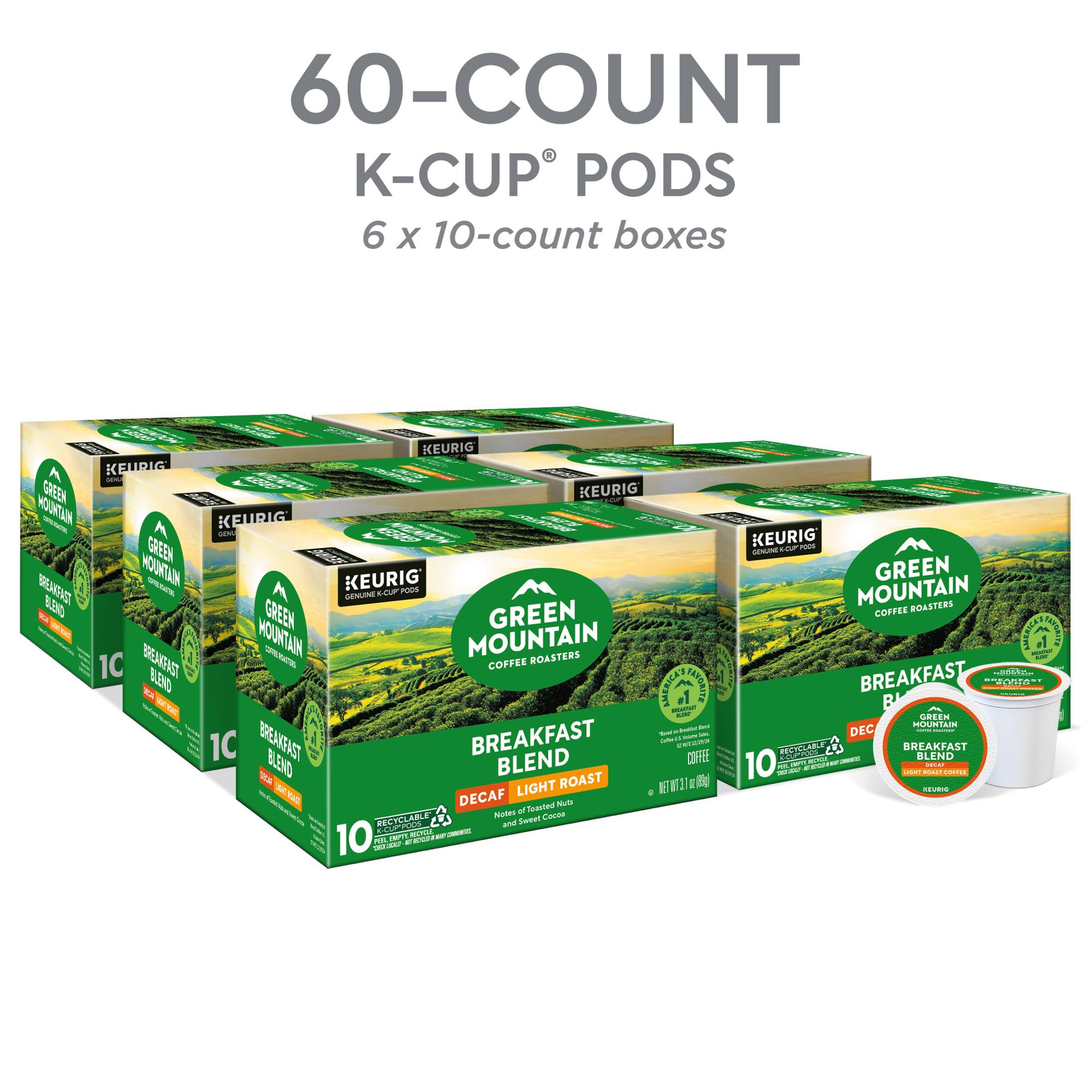 Green Mountain Breakfast Blend Decaf cups ready to brew in your routine.