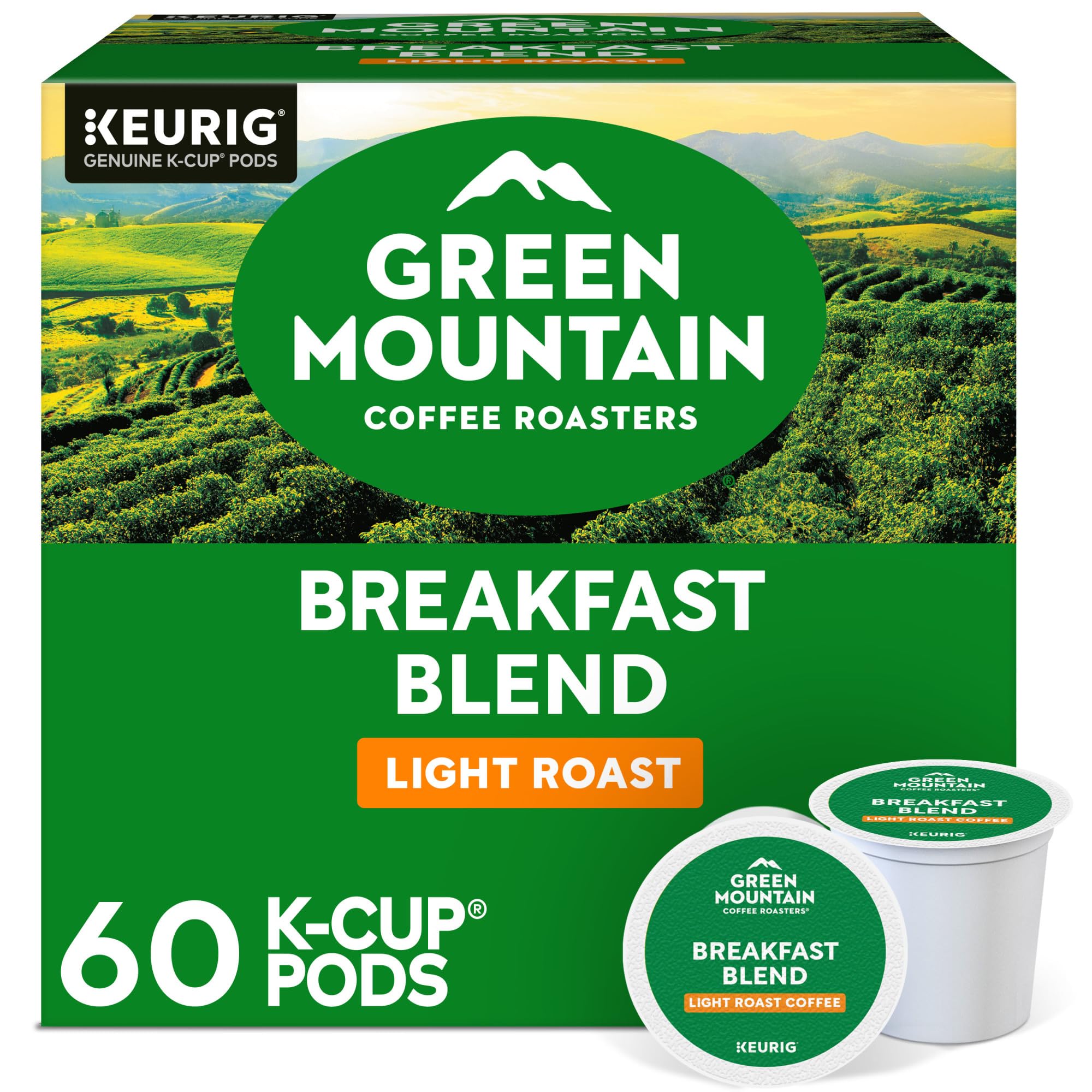 Green Mountain Breakfast Blend K-Cup Pod for a bright, fresh start