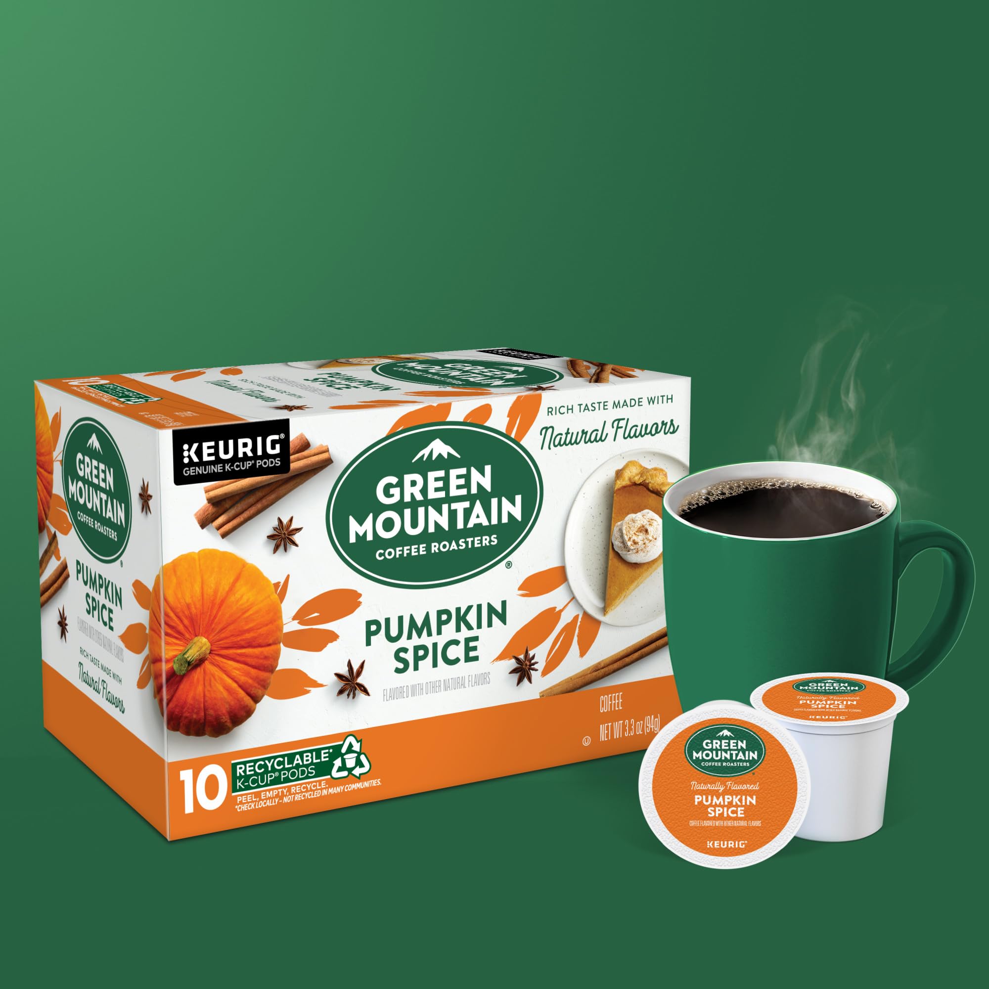 Green Mountain cinnamon nutmeg notes provide a creamy finish