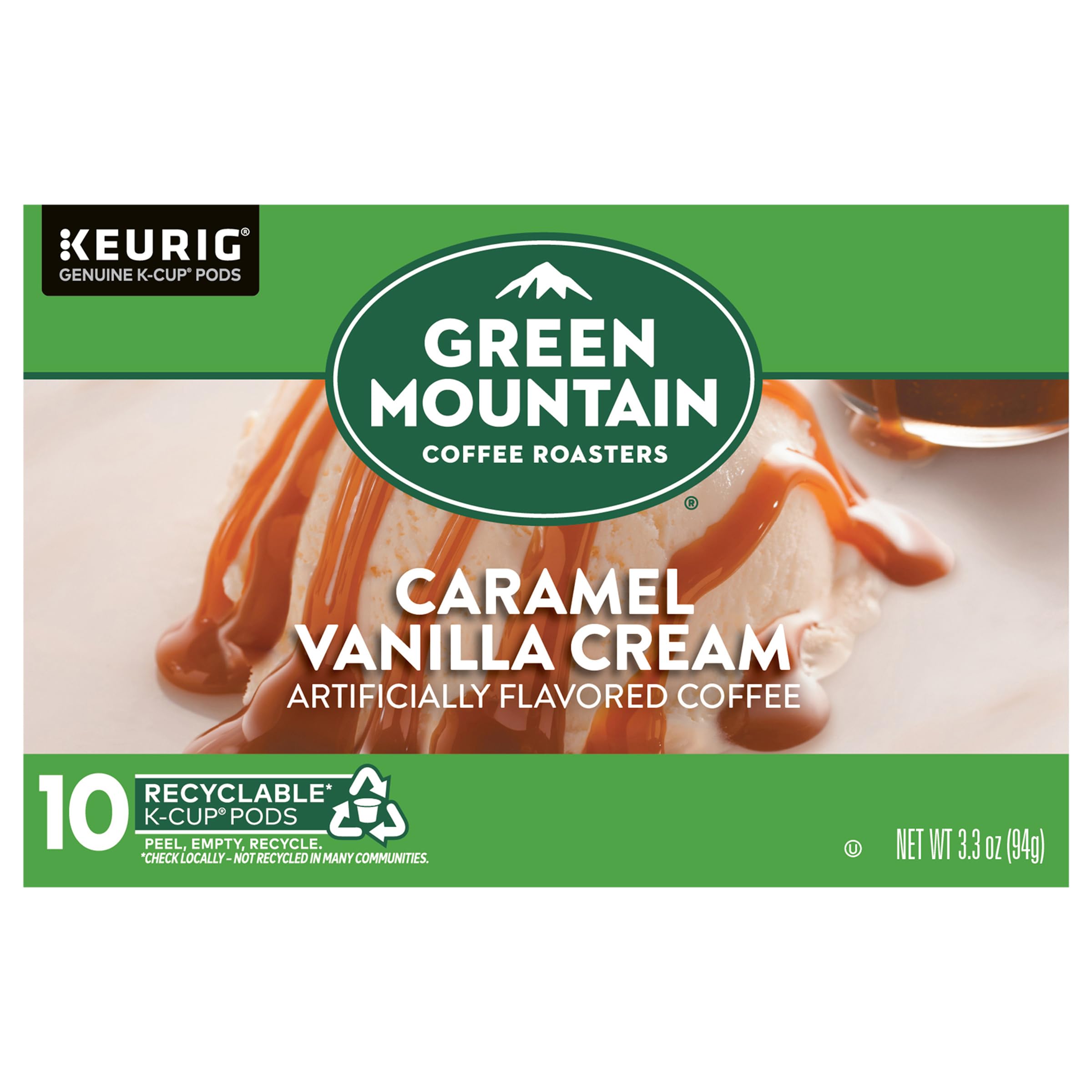 Green Mountain Coffee Roasters Caramel Vanilla Cream K-Cup ready to brew a rich, aromatic cup