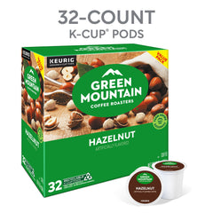 Green Mountain Coffee Roasters K-Cup packaging for hazelnut flavor